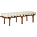  Color_Cream/ Walnut -- Meridian Landon Vegan Leather Upholstered Bench IMAGE 3
