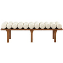  Color_Cream/ Walnut -- Meridian Landon Vegan Leather Upholstered Bench IMAGE 4