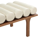  Color_Cream/ Walnut -- Meridian Landon Vegan Leather Upholstered Bench IMAGE 6