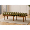  Color_Olive Green/ Walnut -- Landon Olive Green Vegan Leather Upholstered Bench IMAGE 2
