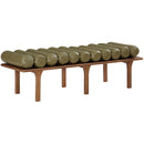  Color_Olive Green/ Walnut -- Landon Olive Green Vegan Leather Upholstered Bench IMAGE 3