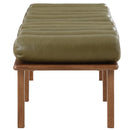  Color_Olive Green/ Walnut -- Landon Olive Green Vegan Leather Upholstered Bench IMAGE 5