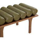  Color_Olive Green/ Walnut -- Landon Olive Green Vegan Leather Upholstered Bench IMAGE 6