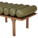  Color_Olive Green/ Walnut -- Landon Olive Green Vegan Leather Upholstered Bench IMAGE 7