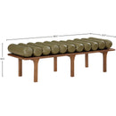  Color_Olive Green/ Walnut -- Landon Olive Green Vegan Leather Upholstered Bench IMAGE 8