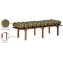  Color_Olive Green/ Walnut -- Landon Olive Green Vegan Leather Upholstered Bench IMAGE 9