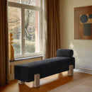  Color_Black/ Natural -- Meridian Edison Chenille Fabric Upholstered Bench IMAGE 2
