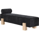 Meridian Edison Black Chenille Fabric Bench IMAGE 3