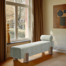 Meridian Edison Mint Green Chenille Fabric Bench IMAGE 2