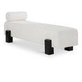  Color_Black/ Cream -- Edison Cream Chenille Fabric Upholstered Bench IMAGE 1