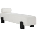  Color_Black/ Cream -- Edison Cream Chenille Fabric Upholstered Bench IMAGE 3
