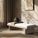  Color_Cream/ Natural -- Arlington Cream Chenille Fabric Upholstered Bench IMAGE 2