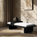  Color_Black/ Cream -- Arlington Cream Chenille Fabric Upholstered Bench IMAGE 2