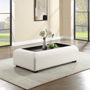  Meridian Diana Cream Linen Textured Fabric And Wood Coffee Table IMAGE 2