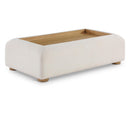  Meridian Diana Cream Linen Textured Fabric And Wood Coffee Table IMAGE 1
