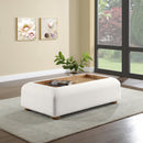  Meridian Diana Cream Linen Textured Fabric And Wood Coffee Table IMAGE 2