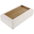  Meridian Diana Cream Linen Textured Fabric And Wood Coffee Table IMAGE 5