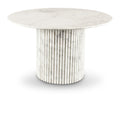  Color_White -- Genoa 48" White Marble Dining Table IMAGE 1