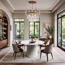  Color_White -- Genoa 48" White Marble Dining Table IMAGE 2
