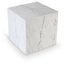  Meridian Bolzano White Marble End Table IMAGE 1
