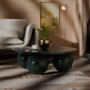  Meridian Spherical Green Forest Marble Coffee Table IMAGE 2