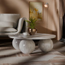  Meridian Spherical White Marble Coffee Table IMAGE 2