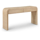  Meridian Cresthill White Oak Wood Console Table IMAGE 1