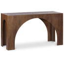  Meridian Arch Brown Oak Wood Console Table IMAGE 1