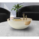  Meridian Doma Cream Glass Top And Iron Base Coffee Table IMAGE 2