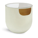  Meridian Doma Cream Glass Top And Iron Base End / Side Table IMAGE 1