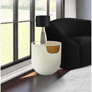  Meridian Doma Cream Glass Top And Iron Base End / Side Table IMAGE 2