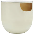  Meridian Doma Cream Glass Top And Iron Base End / Side Table IMAGE 4