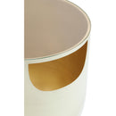  Meridian Doma Cream Glass Top And Iron Base End / Side Table IMAGE 6