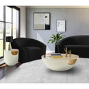  Meridian Doma Cream Glass Top And Iron Base End / Side Table IMAGE 9