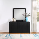  Meridian Fluted Black Solid Wood And Oak Veneer Mirror IMAGE 2