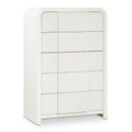  Color_Cream -- Fluted Cream Solid Wood And Oak Veneer Chest IMAGE 1