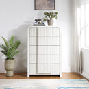  Color_Cream -- Fluted Cream Solid Wood And Oak Veneer Chest IMAGE 2