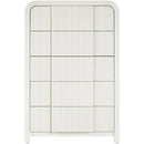  Color_Cream -- Fluted Cream Solid Wood And Oak Veneer Chest IMAGE 3
