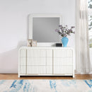  Meridian Fluted Cream Solid Wood And Oak Veneer Mirror IMAGE 2