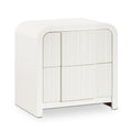  Color_Cream -- Fluted Cream Solid Wood And Oak Veneer Nightstand IMAGE 1