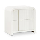  Color_Cream -- Fluted Cream Solid Wood And Oak Veneer Nightstand IMAGE 1