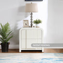  Color_Cream -- Fluted Cream Solid Wood And Oak Veneer Nightstand IMAGE 2