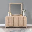  Meridian Fluted Natural Solid Wood And Oak Veneer Mirror IMAGE 2