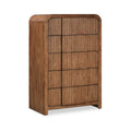  Color_Walnut -- Fluted Walnut Solid Wood And Oak Veneer Chest IMAGE 1