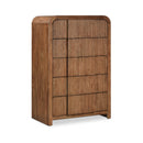  Color_Walnut -- Fluted Walnut Solid Wood And Oak Veneer Chest IMAGE 1