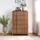  Color_Walnut -- Fluted Walnut Solid Wood And Oak Veneer Chest IMAGE 2