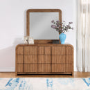  Meridian Fluted Walnut Solid Wood And Oak Veneer Mirror IMAGE 2
