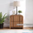  Color_Walnut -- Fluted Walnut Solid Wood And Oak Veneer Nightstand IMAGE 2