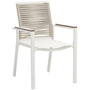  Meridian Maldives Beige Mesh And Rope Fabric Outdoor Patio Dining Arm Chair IMAGE 1