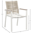  Meridian Maldives Beige Mesh And Rope Fabric Outdoor Patio Dining Arm Chair IMAGE 9